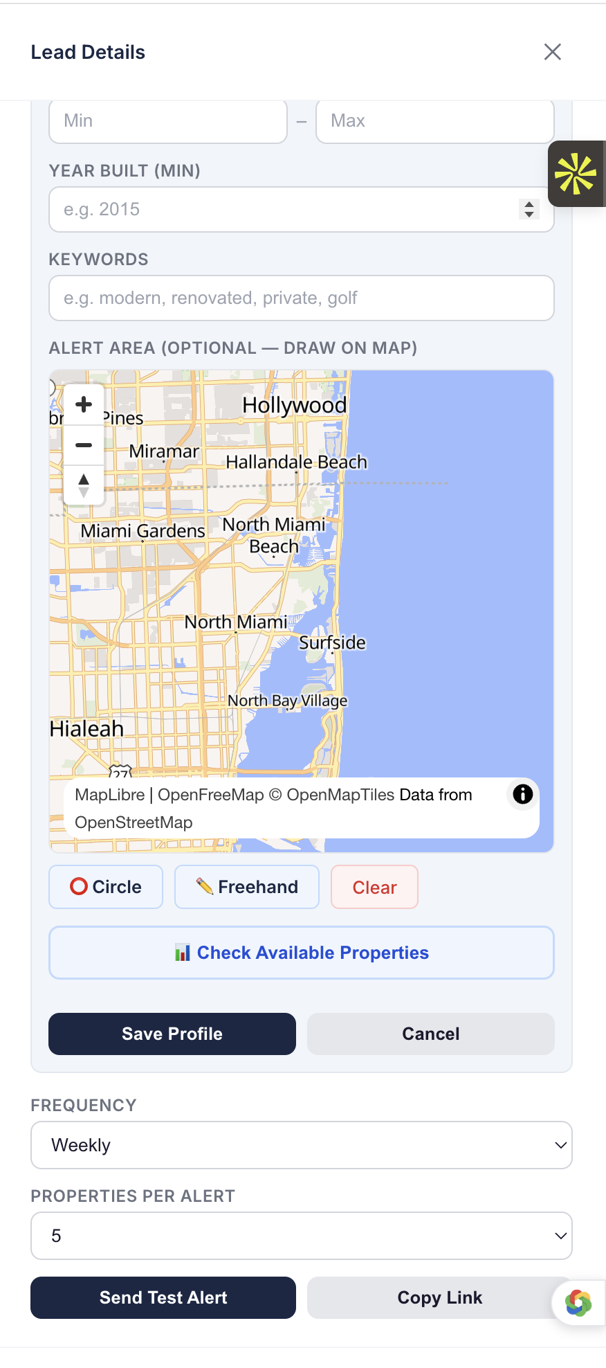Geo-targeted alert area