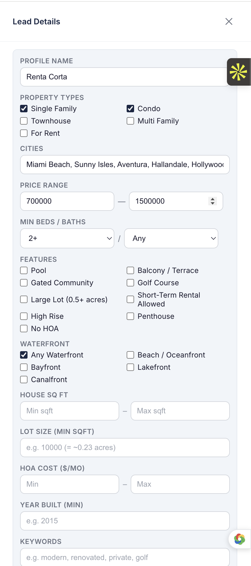 Lead profile builder
